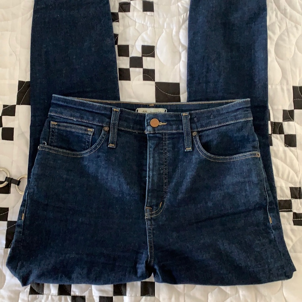 Dark, indigo wash, Madewell Skinny Jeans